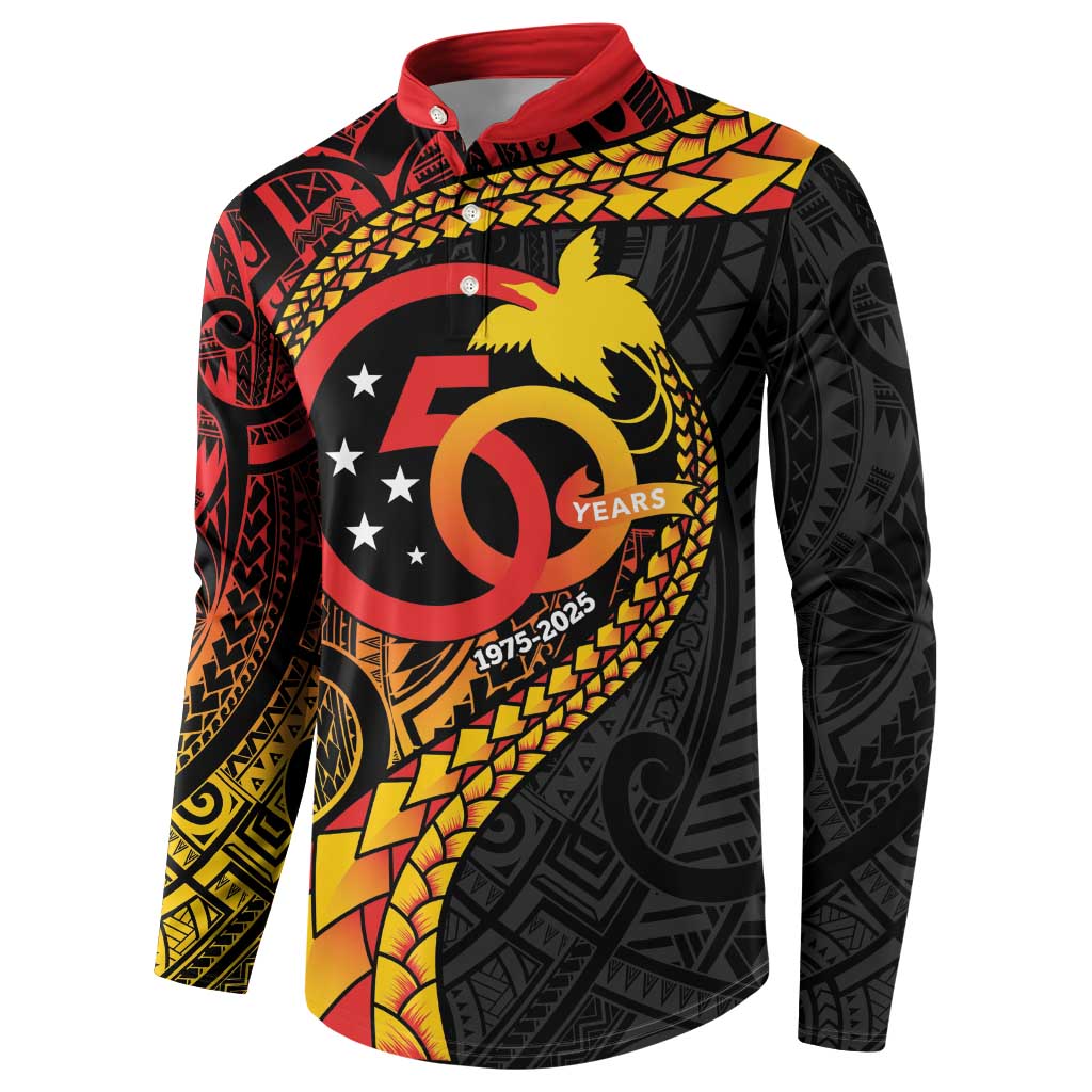 Papua New Guinea Tribal Tattoo Button Sweatshirt 50th Independence Anniversary