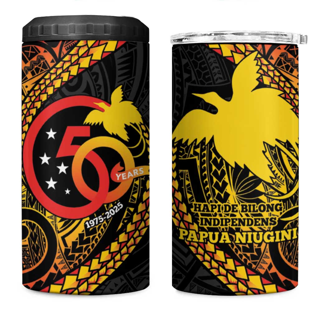Papua New Guinea Tribal Tattoo 4 in 1 Can Cooler Tumbler 50th Independence Anniversary
