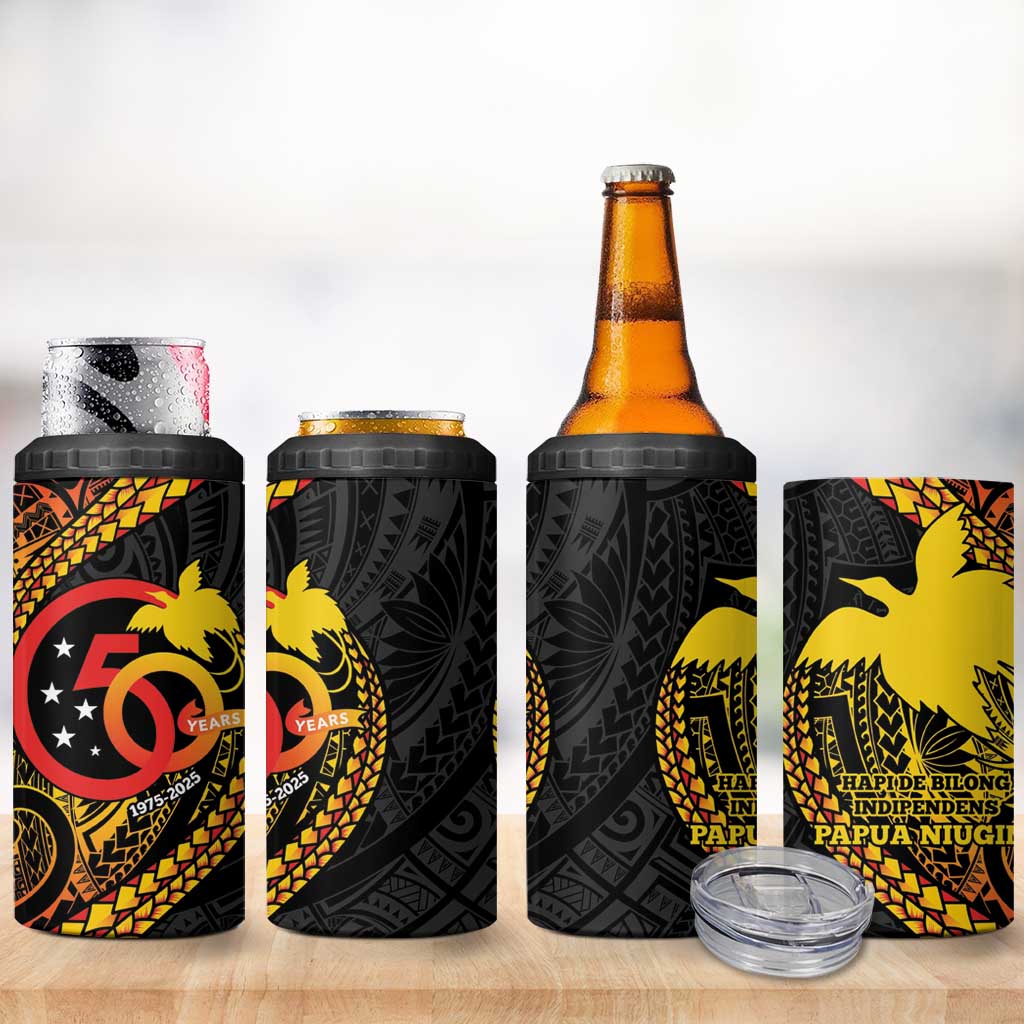 Papua New Guinea Tribal Tattoo 4 in 1 Can Cooler Tumbler 50th Independence Anniversary