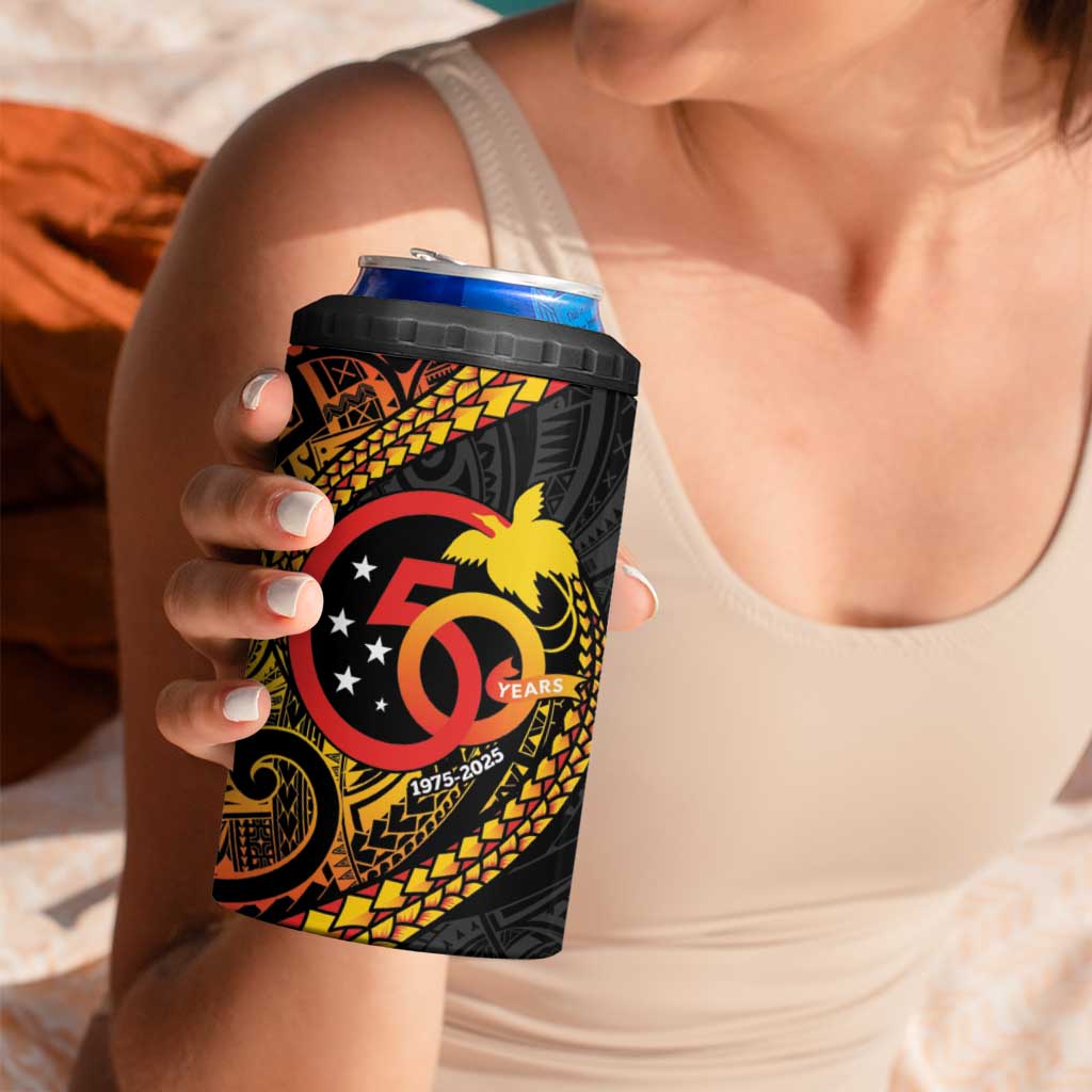 Papua New Guinea Tribal Tattoo 4 in 1 Can Cooler Tumbler 50th Independence Anniversary