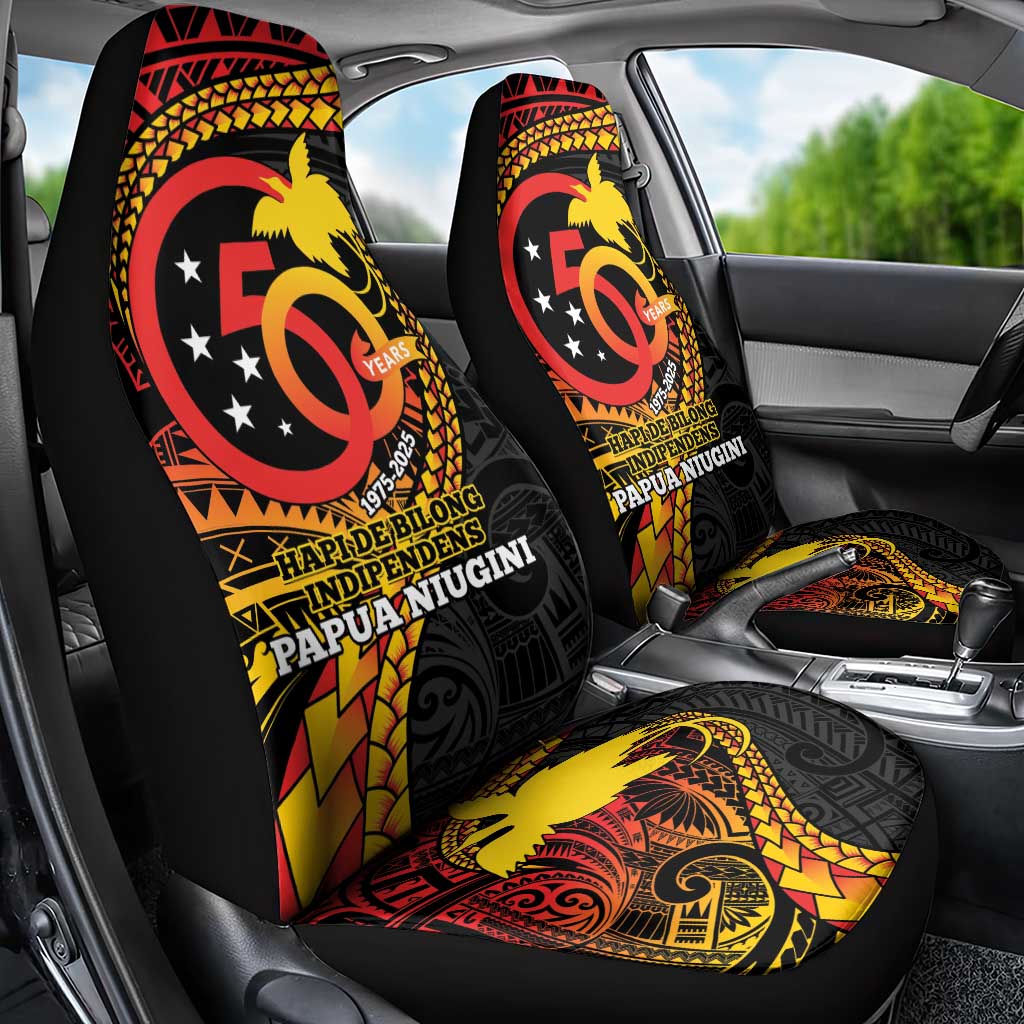 Papua New Guinea Tribal Tattoo Car Seat Cover 50th Independence Anniversary