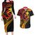 Papua New Guinea Tribal Tattoo Couples Matching Long Sleeve Bodycon Dress and Hawaiian Shirt 50th Independence Anniversary