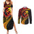 Papua New Guinea Tribal Tattoo Couples Matching Summer Maxi Dress and Long Sleeve Button Shirt 50th Independence Anniversary
