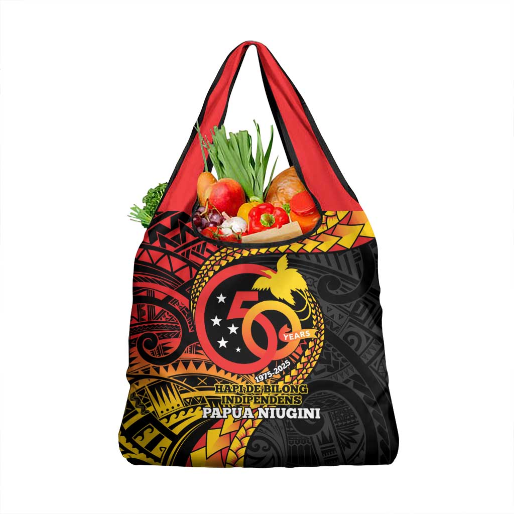 Papua New Guinea Tribal Tattoo Grocery Bag 50th Independence Anniversary