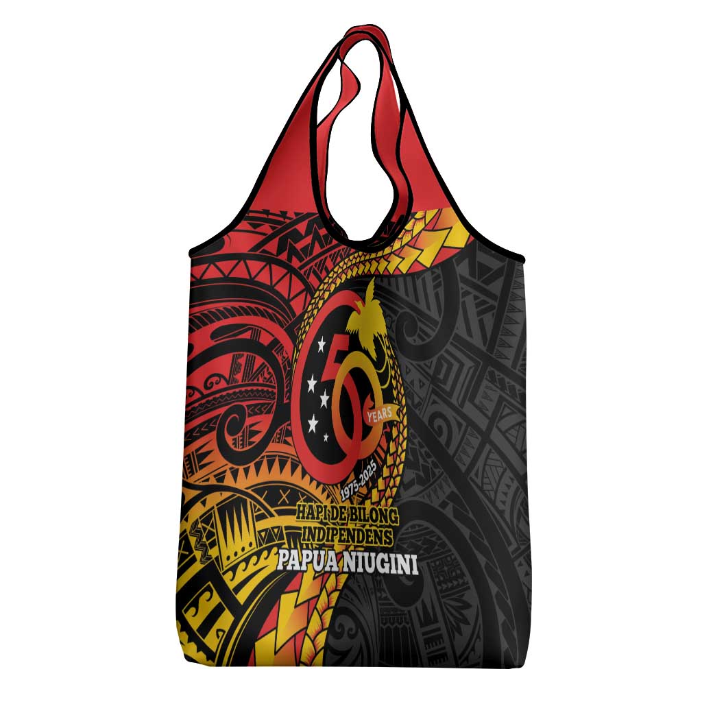 Papua New Guinea Tribal Tattoo Grocery Bag 50th Independence Anniversary