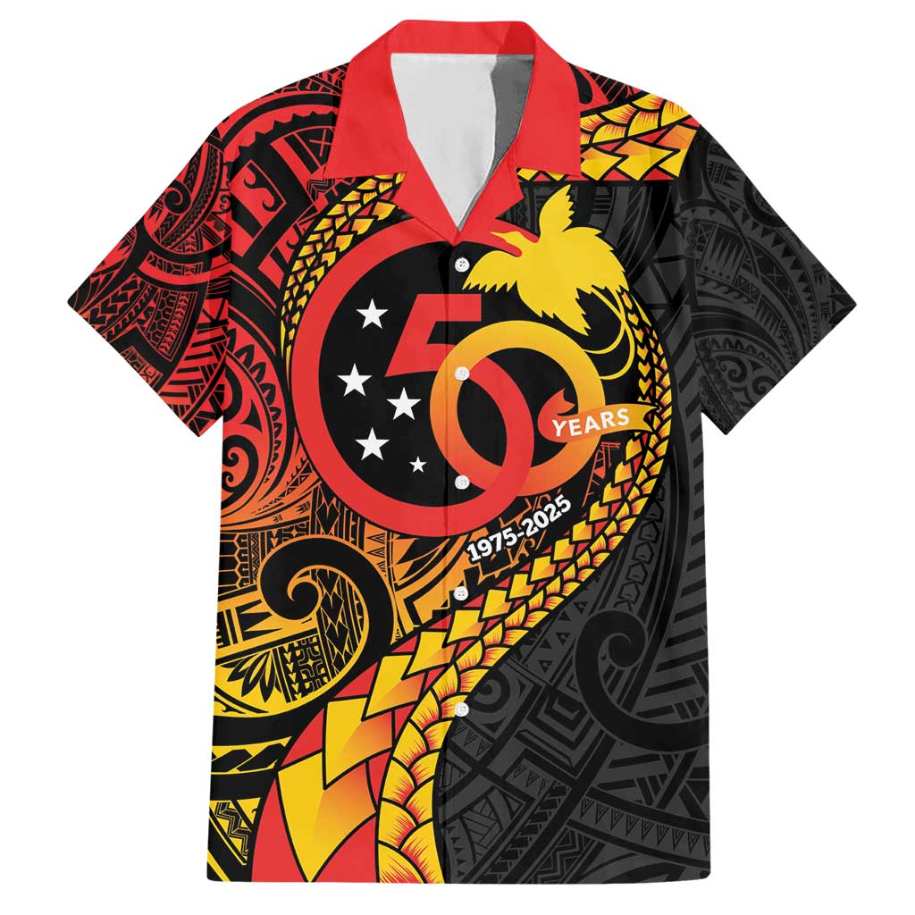 Papua New Guinea Tribal Tattoo Hawaiian Shirt 50th Independence Anniversary