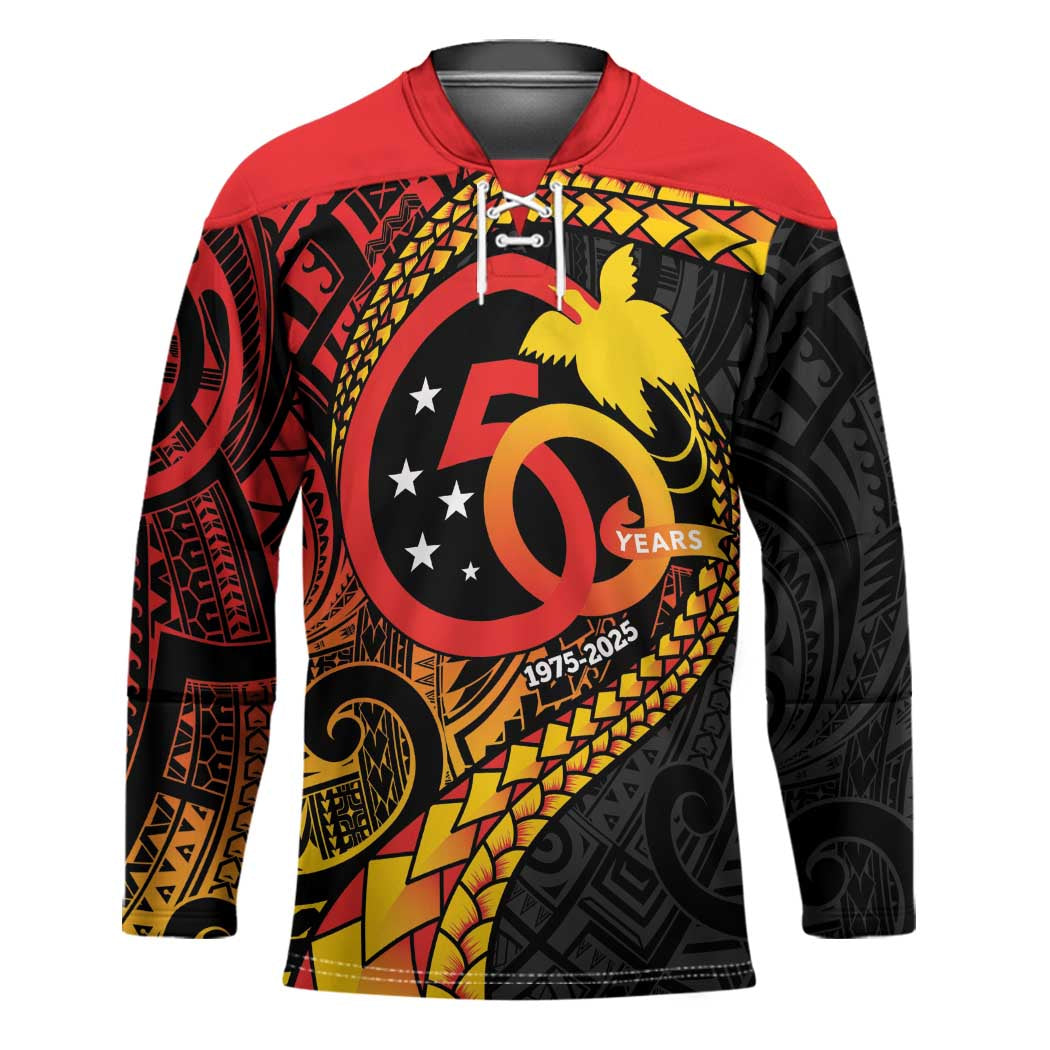Papua New Guinea Tribal Tattoo Hockey Jersey 50th Independence Anniversary - Polynesian Pride
