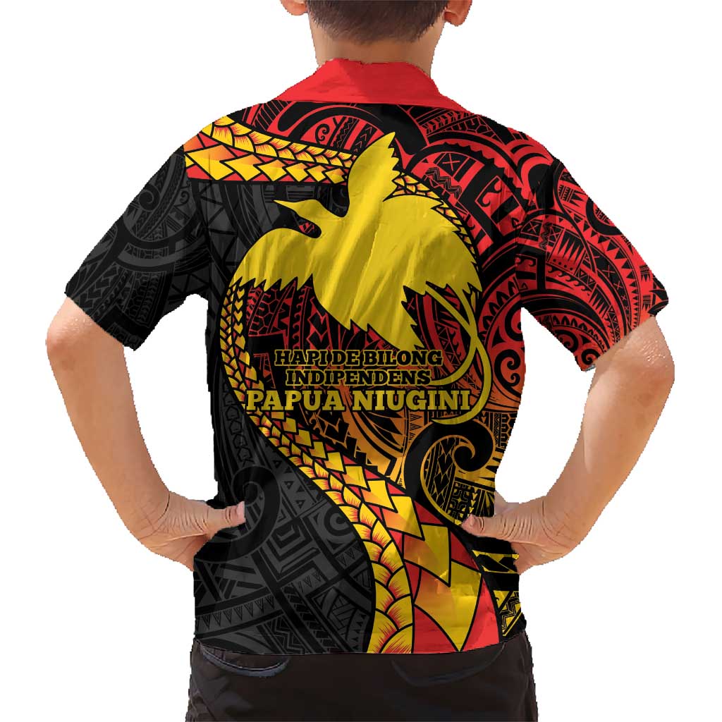 Papua New Guinea Tribal Tattoo Kid Hawaiian Shirt 50th Independence Anniversary