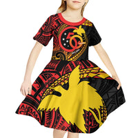 Papua New Guinea Tribal Tattoo Kid Short Sleeve Dress 50th Independence Anniversary