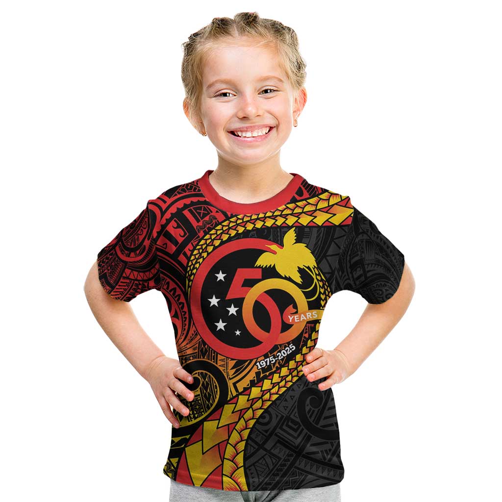 Papua New Guinea Tribal Tattoo Kid T Shirt 50th Independence Anniversary LT9 Black - Polynesian Pride