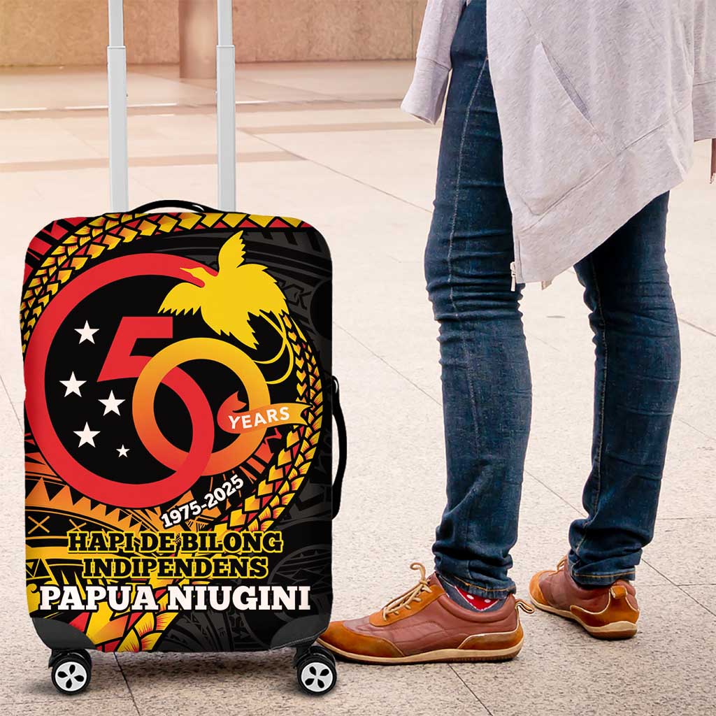 Papua New Guinea Tribal Tattoo Luggage Cover 50th Independence Anniversary LT9 Black - Polynesian Pride