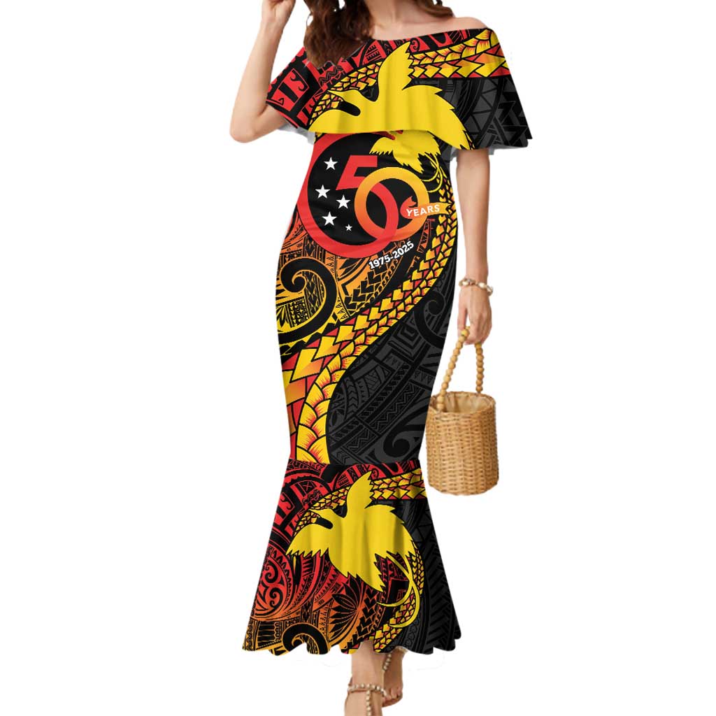 Papua New Guinea Tribal Tattoo Mermaid Dress 50th Independence Anniversary