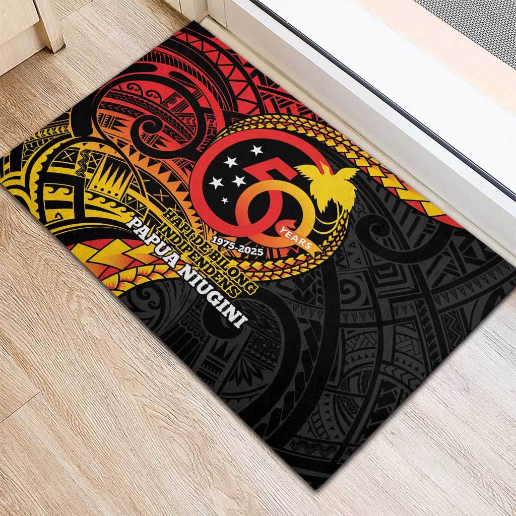 Papua New Guinea Tribal Tattoo Rubber Doormat 50th Independence Anniversary