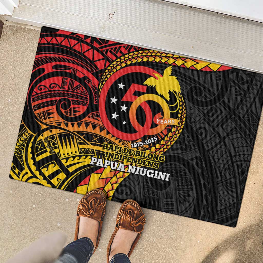 Papua New Guinea Tribal Tattoo Rubber Doormat 50th Independence Anniversary