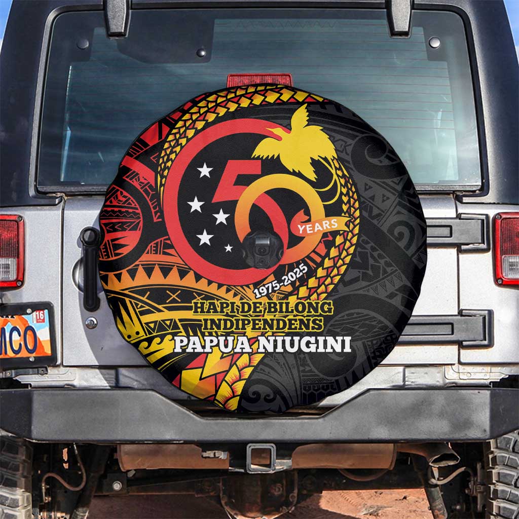Papua New Guinea Tribal Tattoo Spare Tire Cover 50th Independence Anniversary LT9 Black - Polynesian Pride
