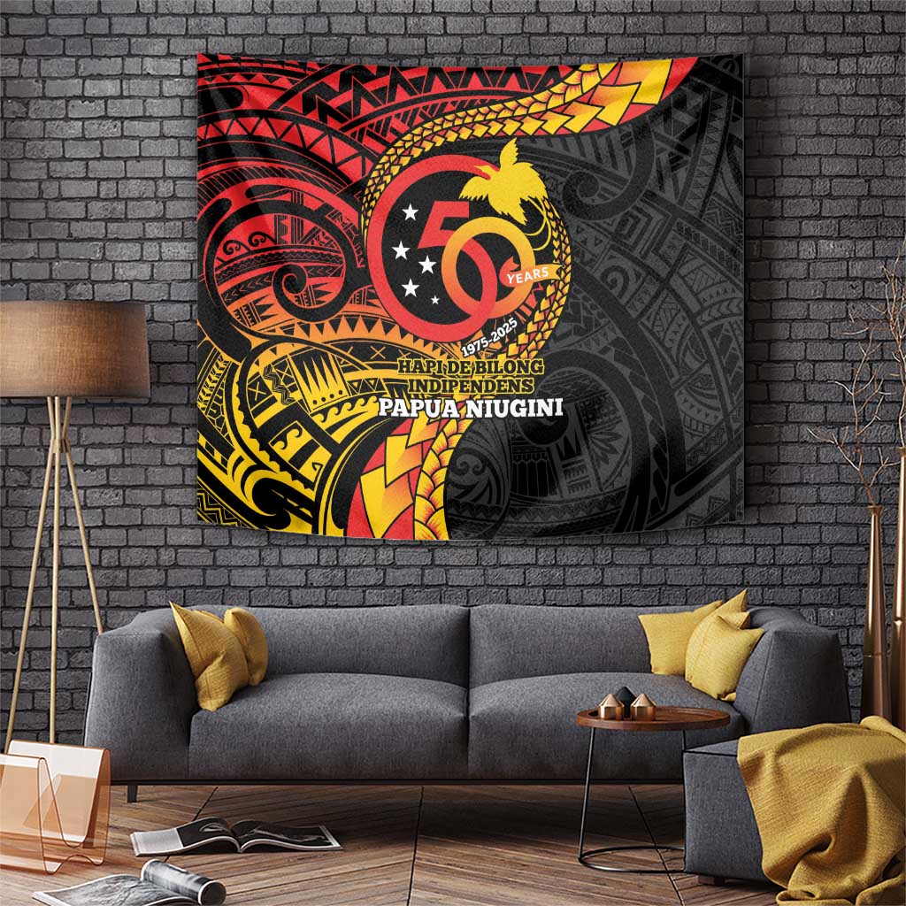 Papua New Guinea Tribal Tattoo Tapestry 50th Independence Anniversary