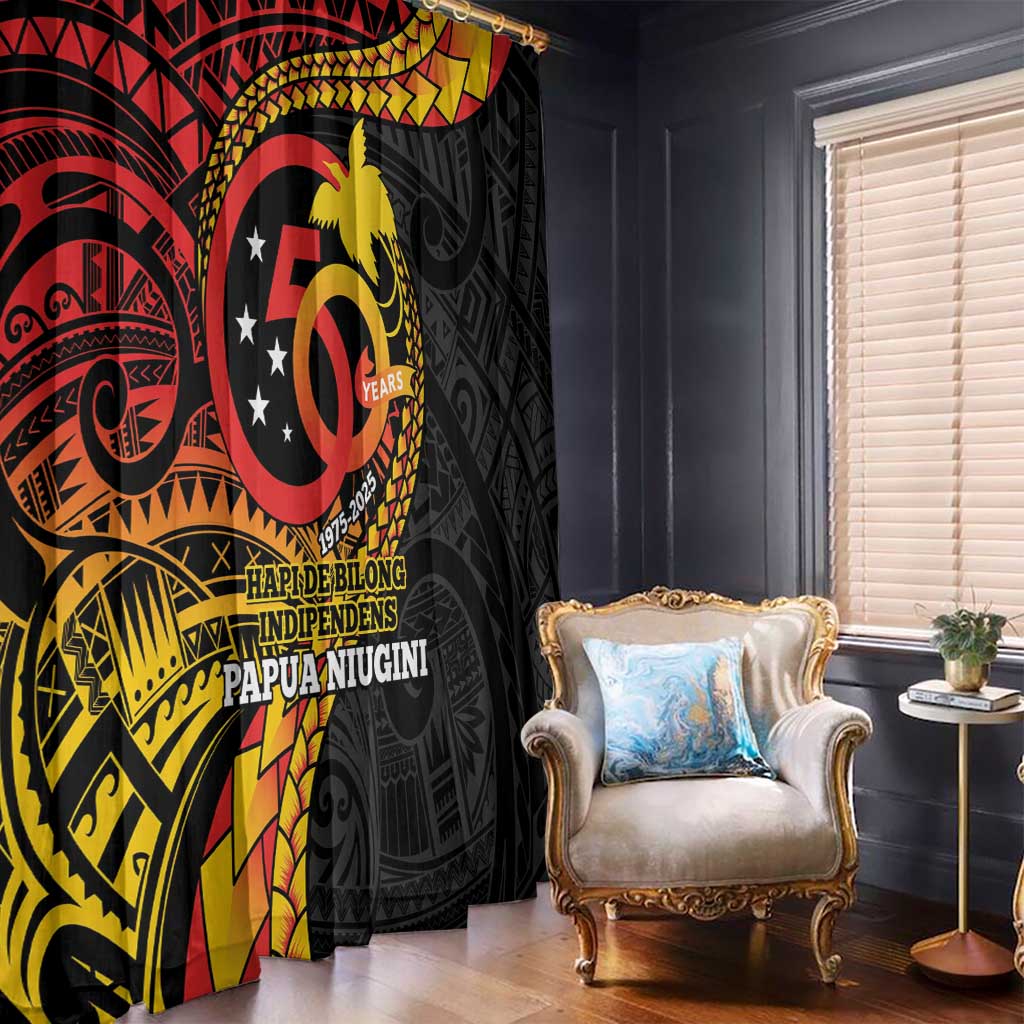 Papua New Guinea Tribal Tattoo Window Curtain 50th Independence Anniversary