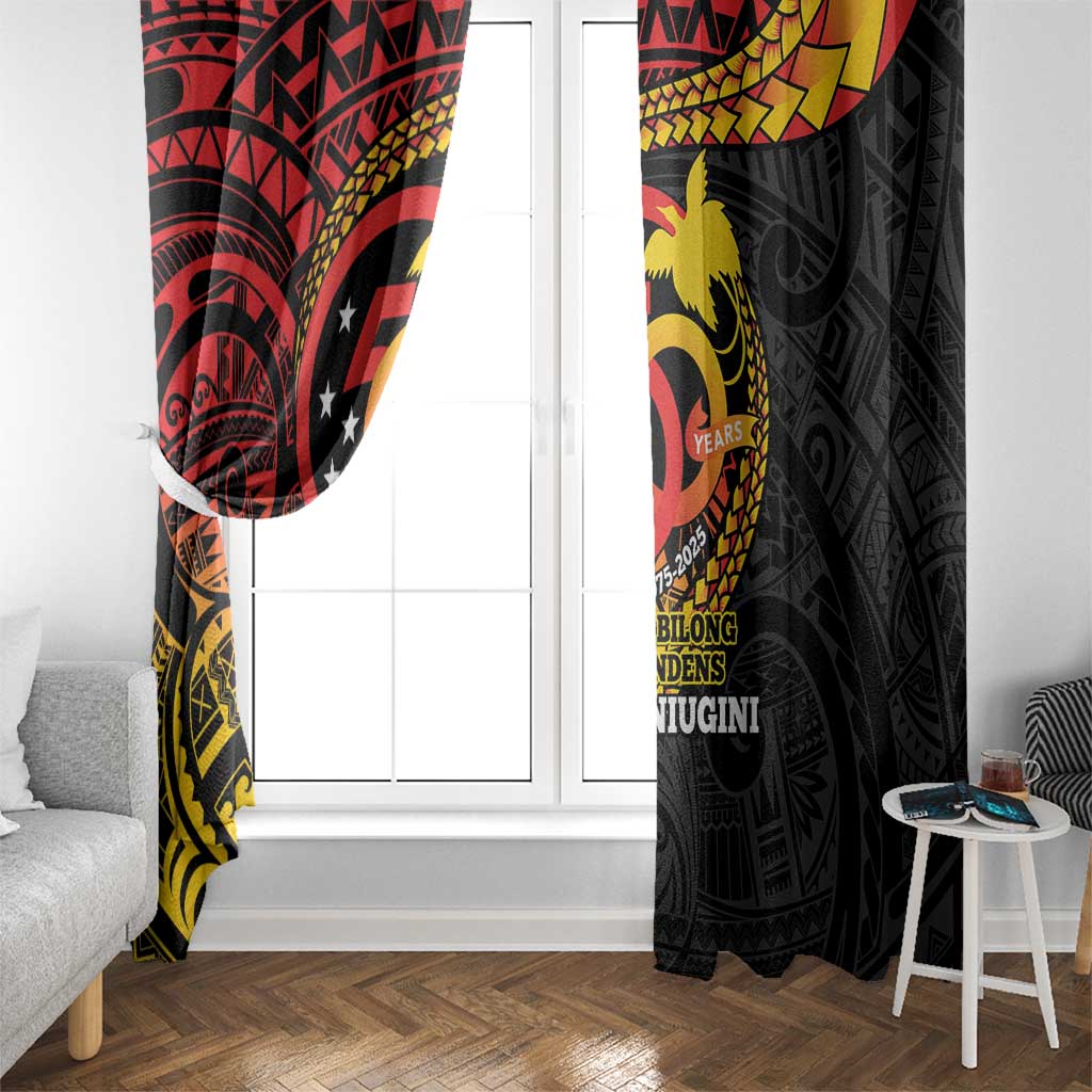 Papua New Guinea Tribal Tattoo Window Curtain 50th Independence Anniversary