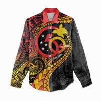 Papua New Guinea Tribal Tattoo Women Casual Shirt 50th Independence Anniversary