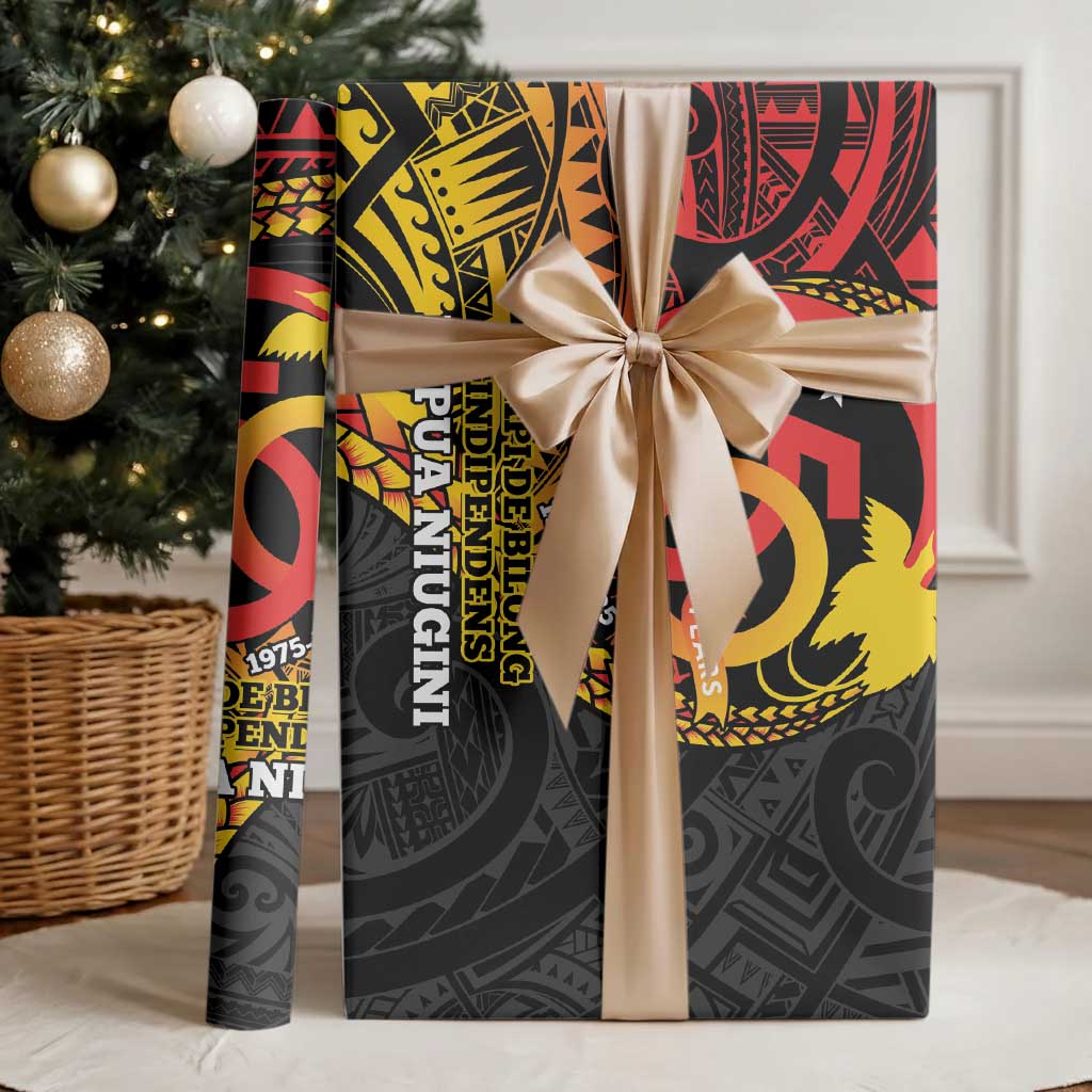 Papua New Guinea Tribal Tattoo Wrapping Paper 50th Independence Anniversary - Polynesian Pride