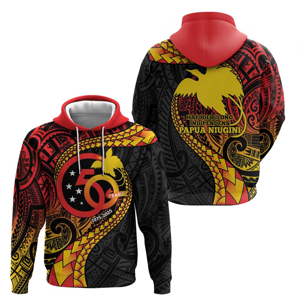 Papua New Guinea Tribal Tattoo Zip Hoodie 50th Independence Anniversary