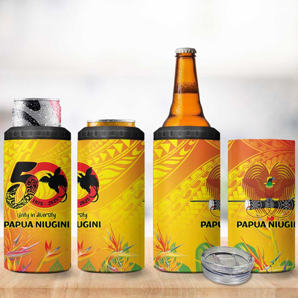 Papua New Guinea Unity in Diversity 4 in 1 Can Cooler Tumbler 50th Indipendens Papua Niugini LT9 - Polynesian Pride