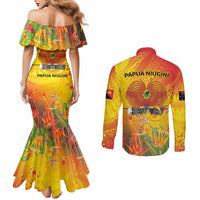 Papua New Guinea Unity in Diversity Couples Matching Mermaid Dress and Long Sleeve Button Shirt 50th Indipendens Papua Niugini