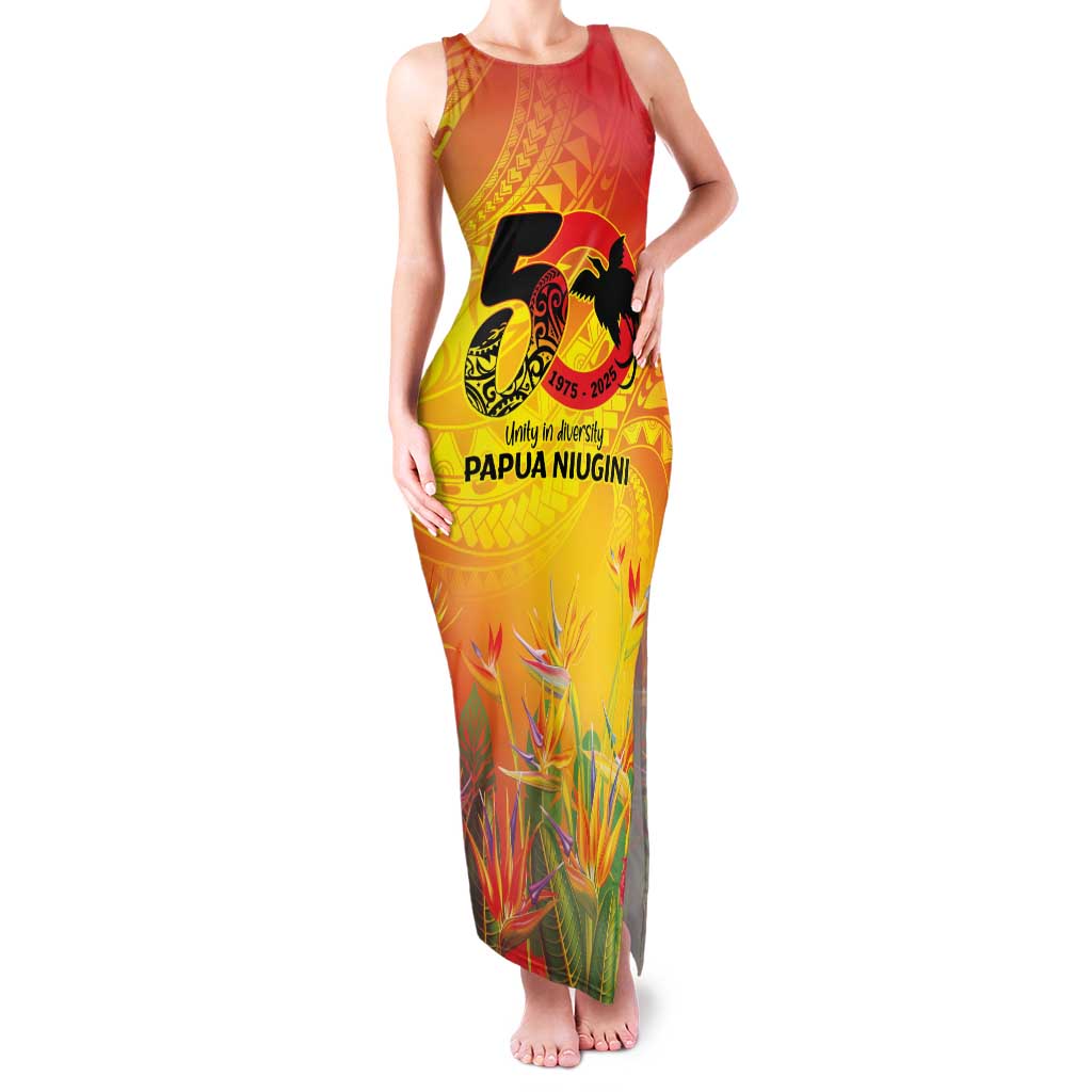 Papua New Guinea Unity in Diversity Family Matching Tank Maxi Dress and Hawaiian Shirt 50th Indipendens Papua Niugini