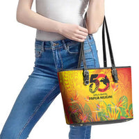 Papua New Guinea Unity in Diversity Leather Tote Bag 50th Indipendens Papua Niugini