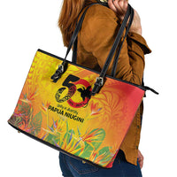 Papua New Guinea Unity in Diversity Leather Tote Bag 50th Indipendens Papua Niugini