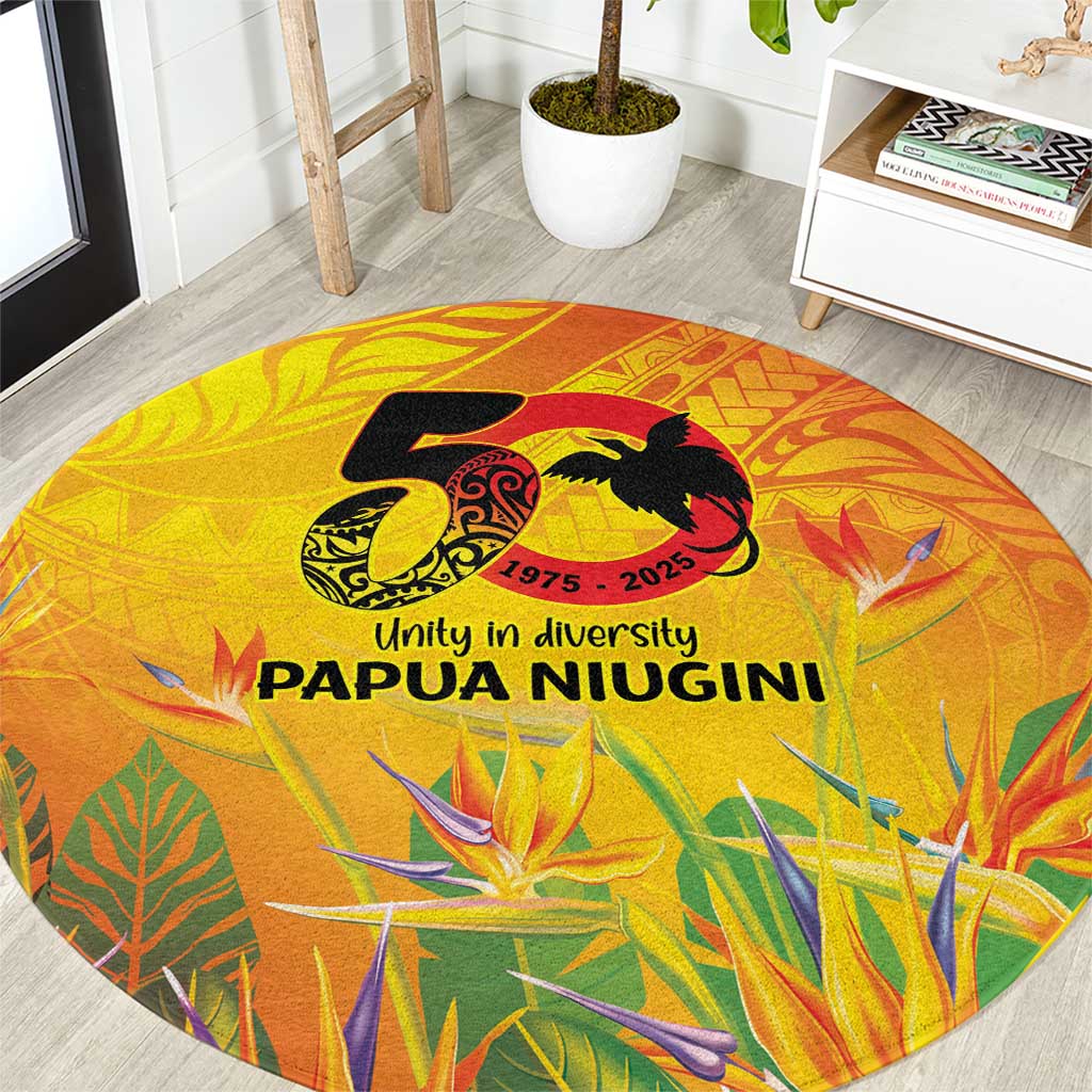 Papua New Guinea Unity in Diversity Round Carpet 50th Indipendens Papua Niugini LT9 Gold - Polynesian Pride