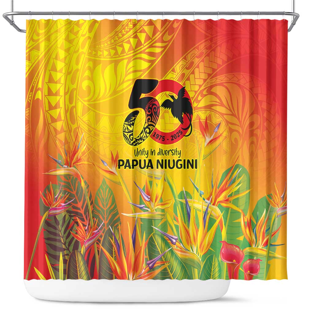 Papua New Guinea Unity in Diversity Shower Curtain 50th Indipendens Papua Niugini LT9 Gold - Polynesian Pride