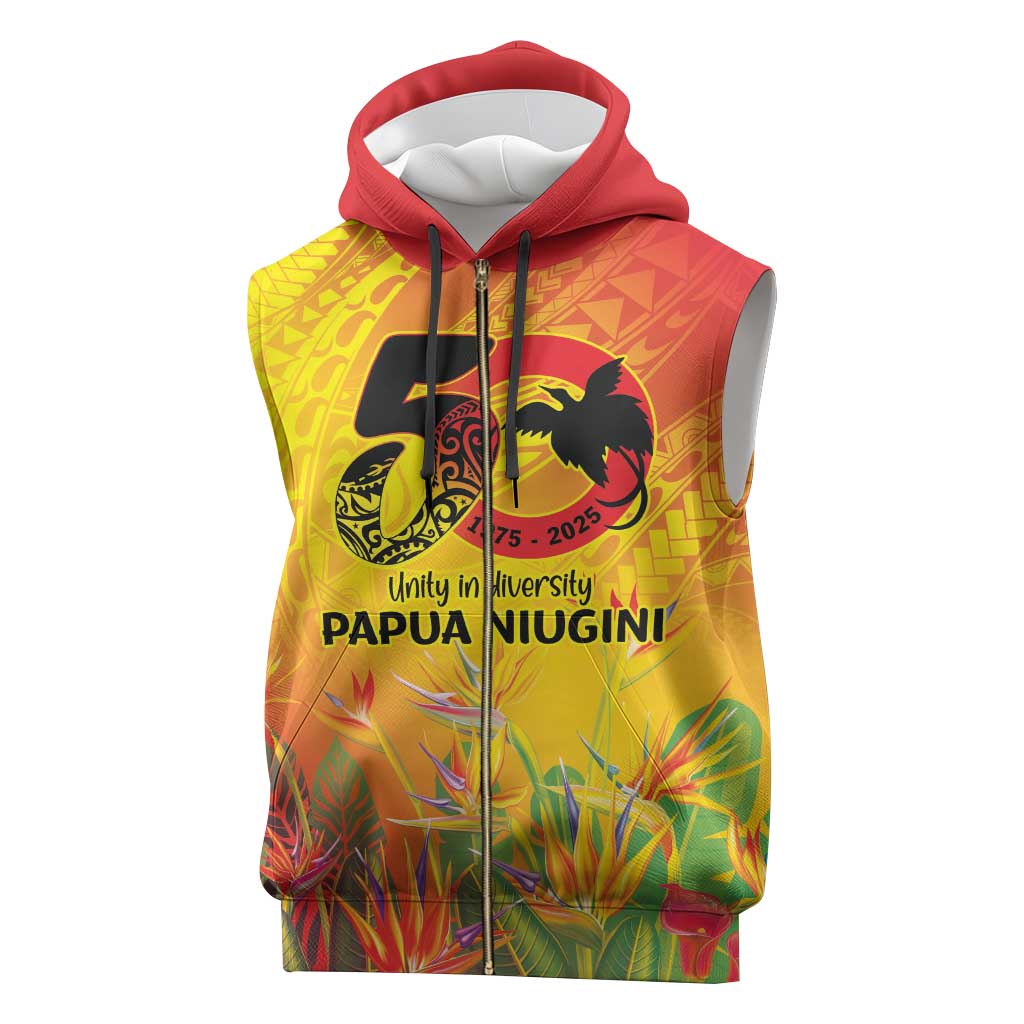 Papua New Guinea Unity in Diversity Sleeveless Zip Hoodie 50th Indipendens Papua Niugini - Polynesian Pride