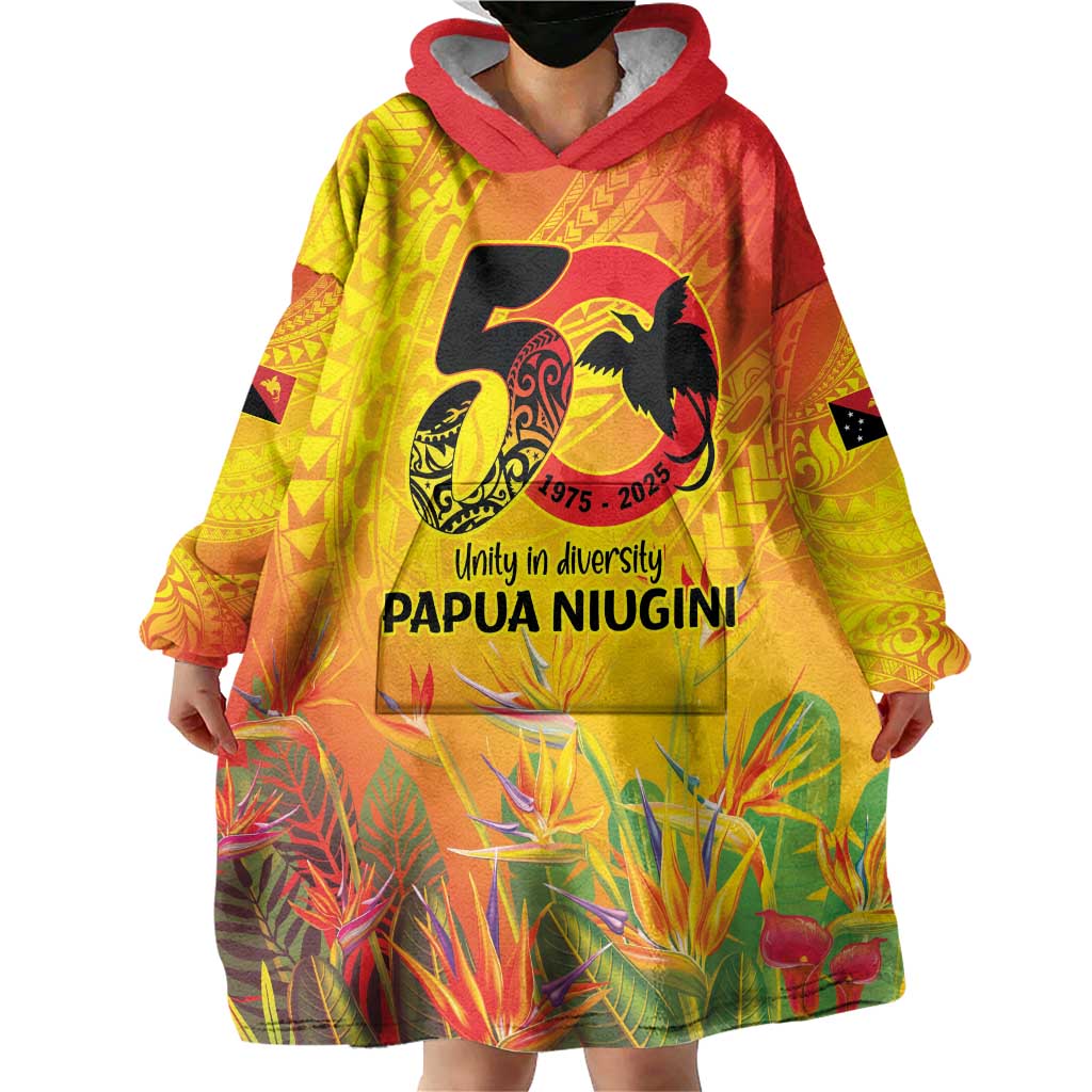 Papua New Guinea Unity in Diversity Wearable Blanket Hoodie 50th Indipendens Papua Niugini