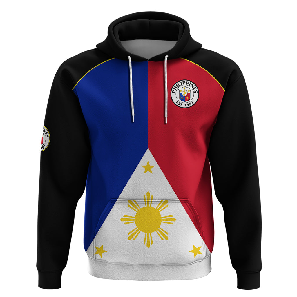 (Custom Text and Number) Philippines Concept Home Football Hoodie Pilipinas Flag Black Style 2023 LT9 Pullover Hoodie Black - Polynesian Pride