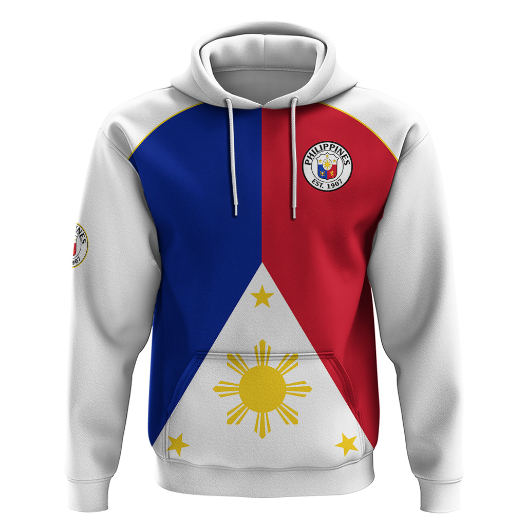 (Custom Text and Number) Philippines Concept Home Football Hoodie Pilipinas Flag White Style 2023 LT9 Pullover Hoodie White - Polynesian Pride