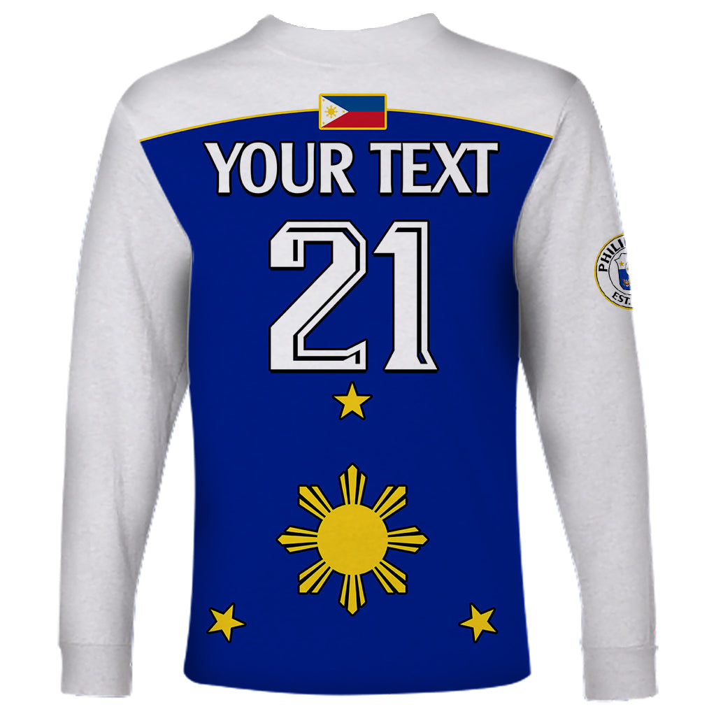 (Custom Text And Number) Philippines Concept Home Football Long Sleeve Shirt Pilipinas Flag White Style 2023 LT9 - Polynesian Pride