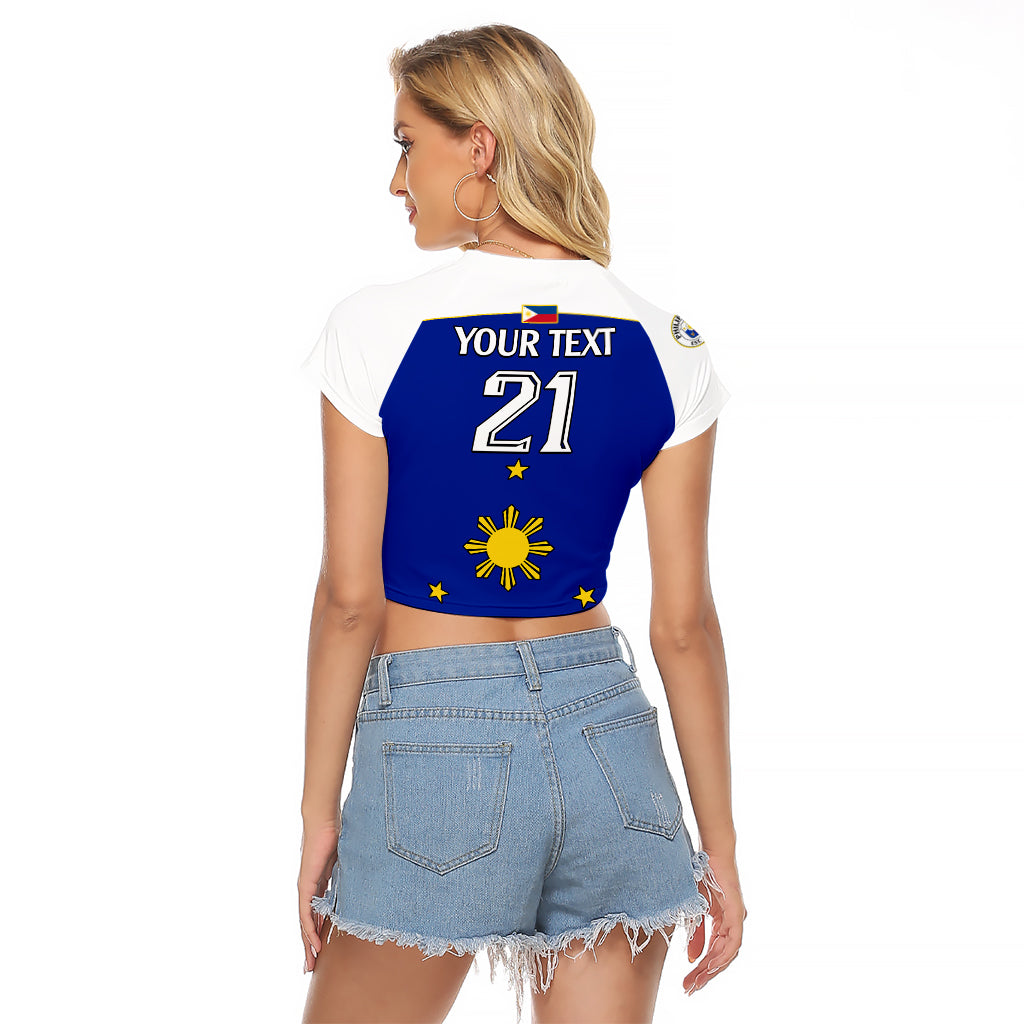 (Custom Text And Number) Philippines Concept Home Football Raglan Cropped T Shirt Pilipinas Flag White Style 2023 LT9 - Polynesian Pride