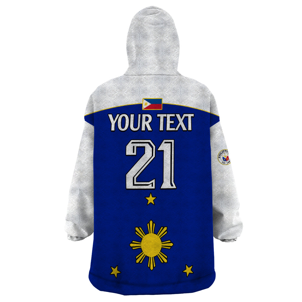 (Custom Text And Number) Philippines Concept Home Football Wearable Blanket Hoodie Pilipinas Flag White Style 2023 LT9 - Polynesian Pride