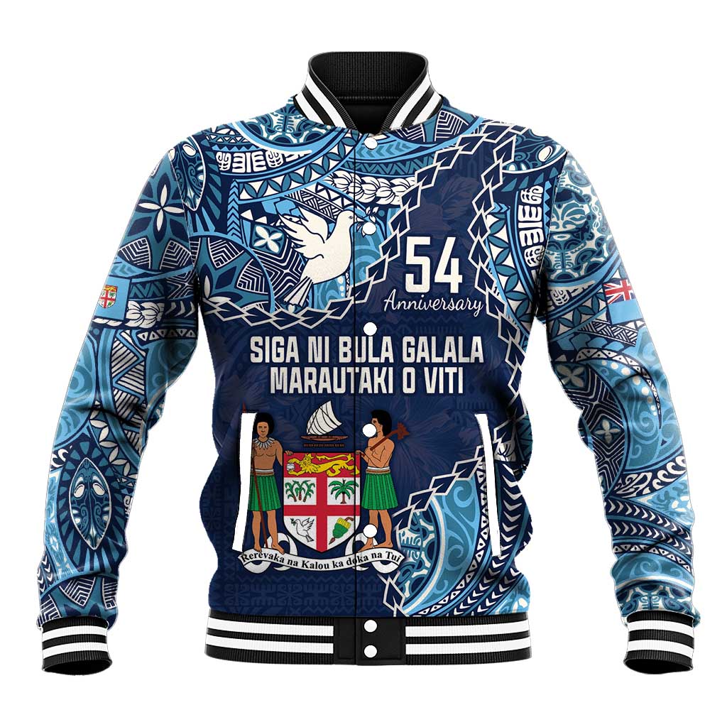 Personalised Fiji 54th Anniversary Baseball Jacket Siga Ni Bula Galala Marautaki O Viti LT9