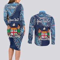 Personalised Fiji 54th Anniversary Couples Matching Long Sleeve Bodycon Dress and Long Sleeve Button Shirt Siga Ni Bula Galala Marautaki O Viti LT9