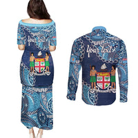 Personalised Fiji 54th Anniversary Couples Matching Puletasi and Long Sleeve Button Shirt Siga Ni Bula Galala Marautaki O Viti LT9