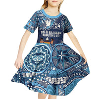 Personalised Fiji 54th Anniversary Kid Short Sleeve Dress Siga Ni Bula Galala Marautaki O Viti LT9