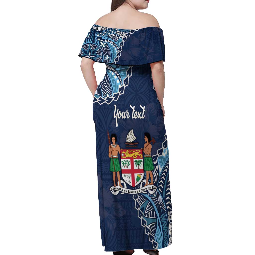 Personalised Fiji 54th Anniversary Off Shoulder Maxi Dress Siga Ni Bula Galala Marautaki O Viti LT9