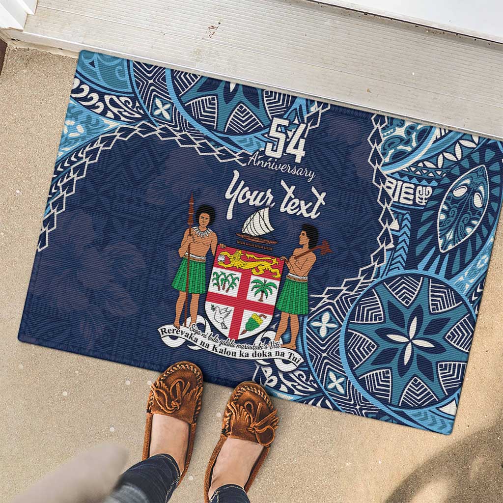 Personalised Fiji 54th Anniversary Rubber Doormat Siga Ni Bula Galala Marautaki O Viti LT9