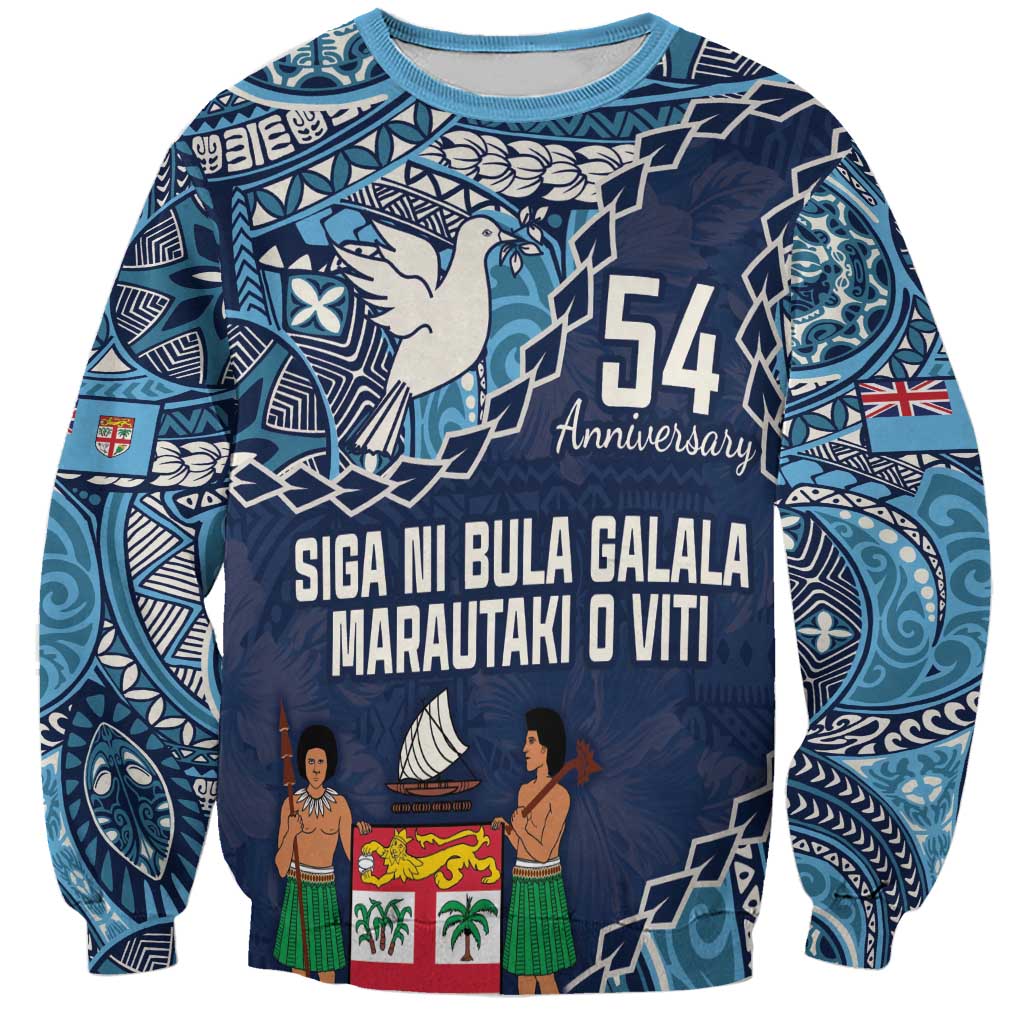 Personalised Fiji 54th Anniversary Sweatshirt Siga Ni Bula Galala Marautaki O Viti LT9