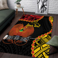Personalised Papua New Guinea 49th Anniversary Area Rug Hapi De bilong Indipendens Papua Niugini LT9 Black - Polynesian Pride