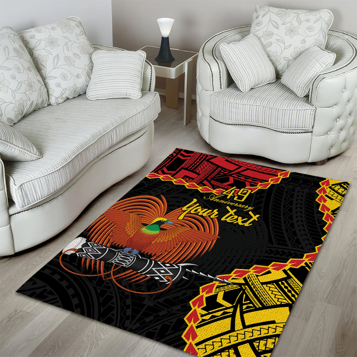 Personalised Papua New Guinea 49th Anniversary Area Rug Hapi De bilong Indipendens Papua Niugini LT9 - Polynesian Pride