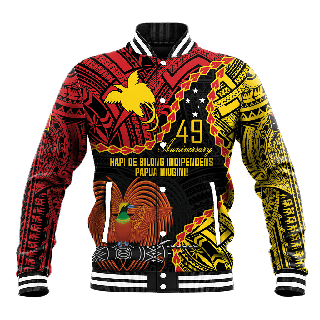 Personalised Papua New Guinea 49th Anniversary Baseball Jacket Hapi De bilong Indipendens Papua Niugini