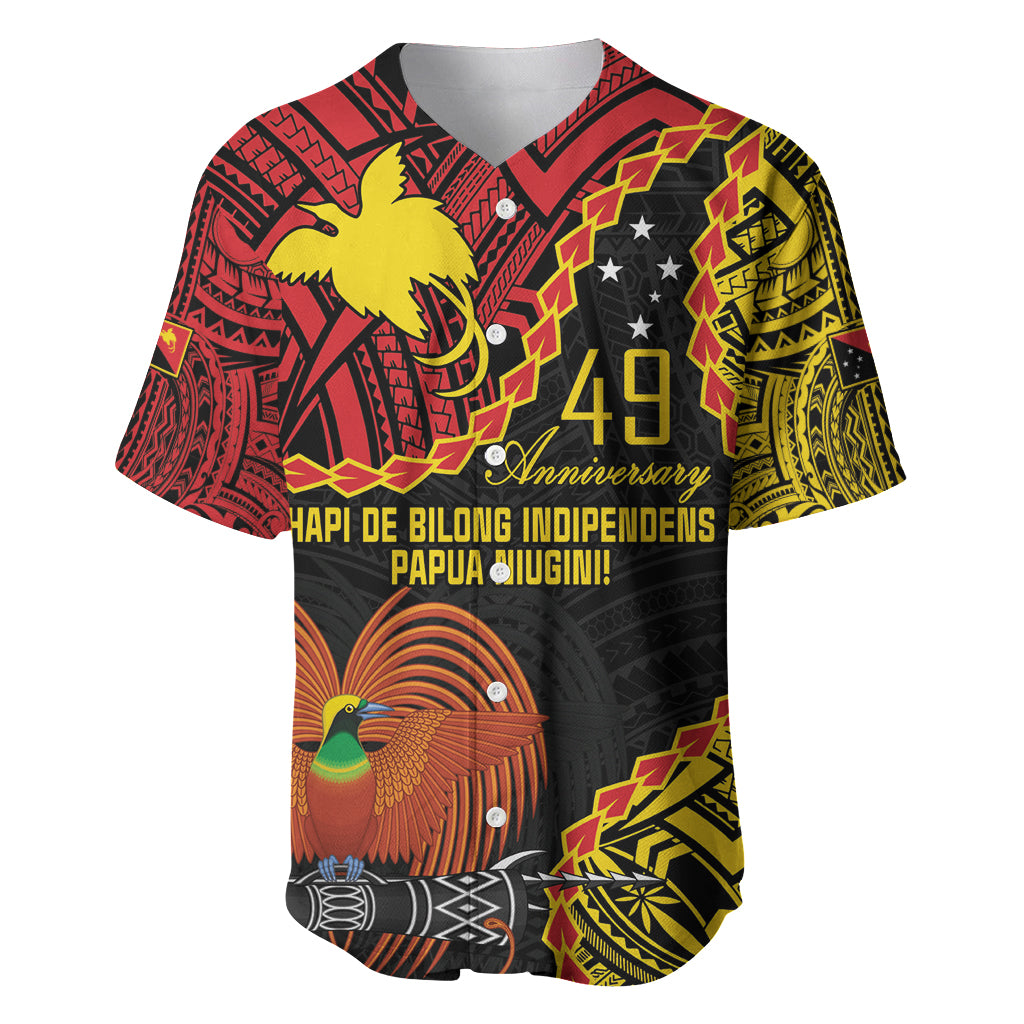 Personalised Papua New Guinea 49th Anniversary Baseball Jersey Hapi De bilong Indipendens Papua Niugini